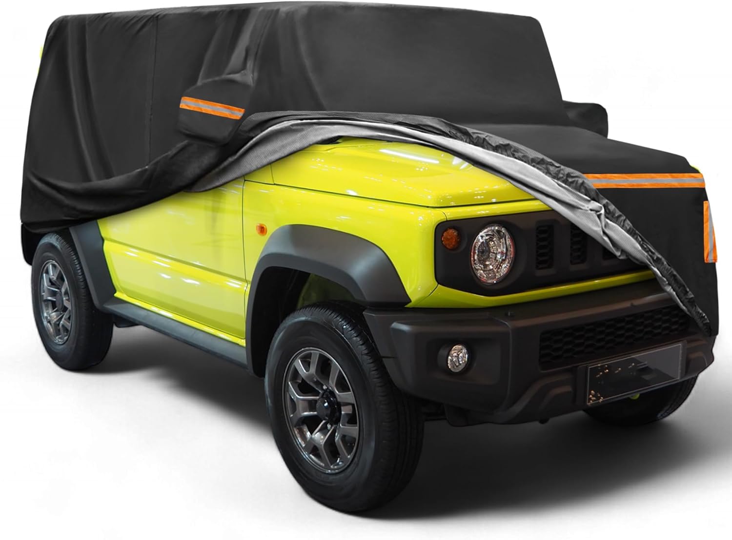 X AUTOHAUX 1 Set Car Cover for Suzuki Jimny JB64W Jimny Sierra JB74W Outdoor Waterproof Sun Rain Dust Wind Snow Protection with Driver Door Zipper Black