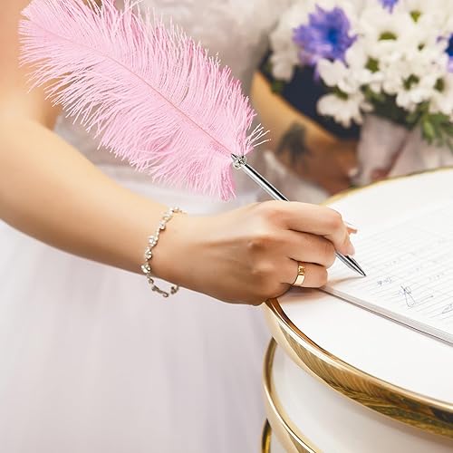 Miniatura 6 de Pluma de pluma bolígrafo de tinta negra Pluma de firma de boda para boda nupcial (rosa)