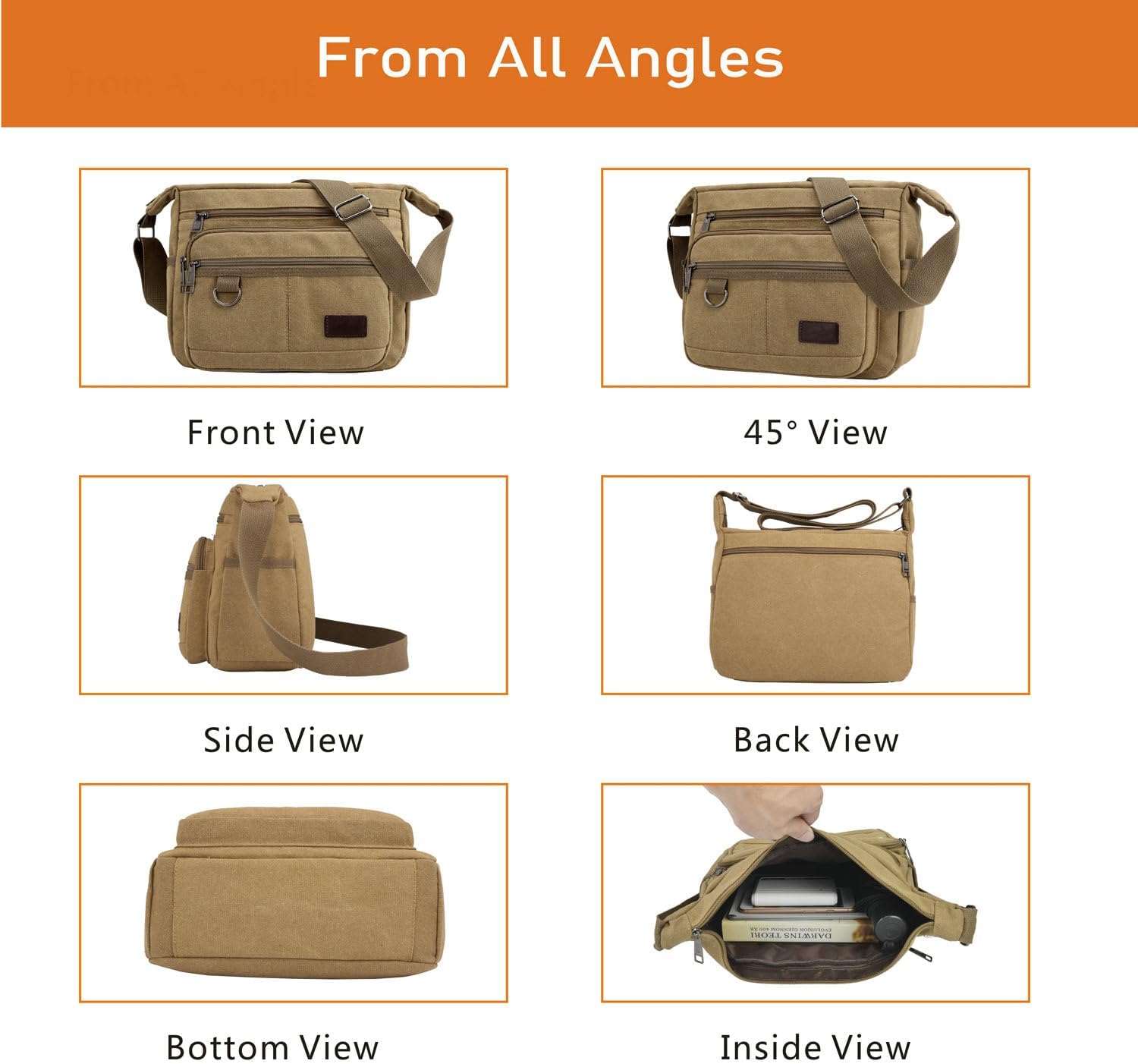 Rfid Crossbody Messenger Bag with Water Bottle Holders, 13 inch Laptop Shoulder Bag, Sling Satchel Purse w/Built-in Wallet - Image 9