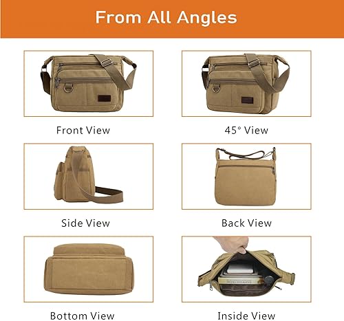 Miniatura 8 de Rfid - Bolsa bandolera con soportes para botellas de agua, bolsa de hombro para laptop de 13 pulgadas, bolso bandolera con cartera integrada