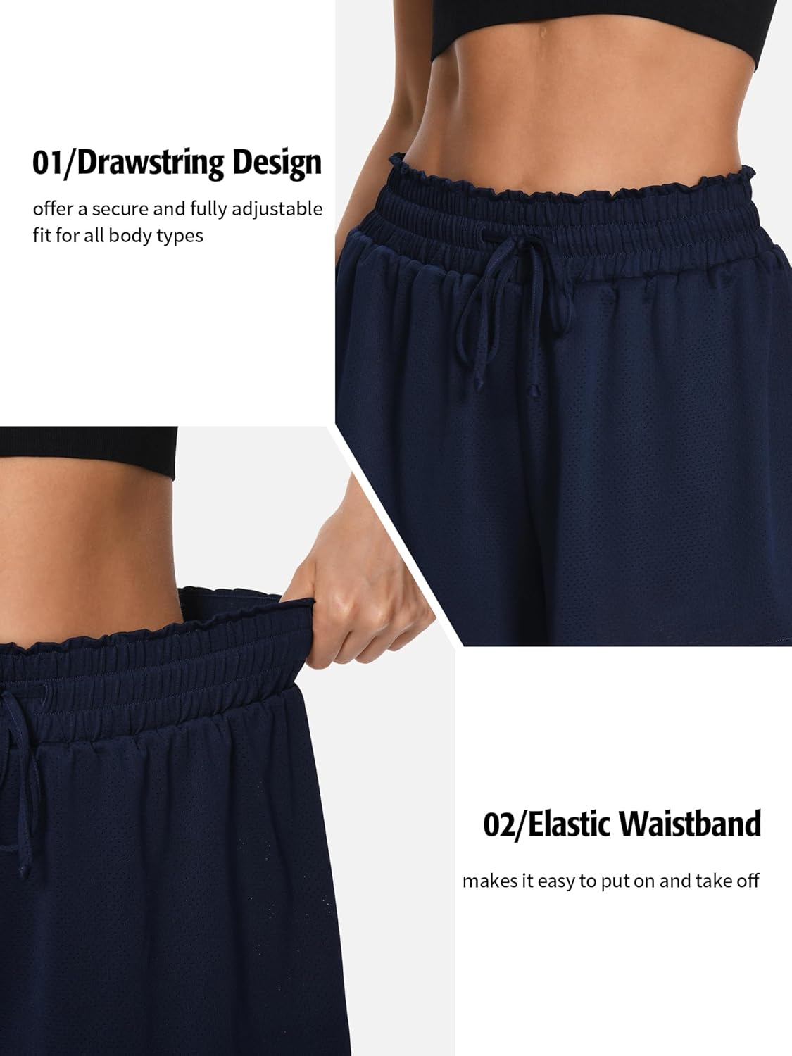 ATTRACO Women's High Waisted Swim Shorts Drawstring Board Shorts with Zipper Pockets Liner - Image 5