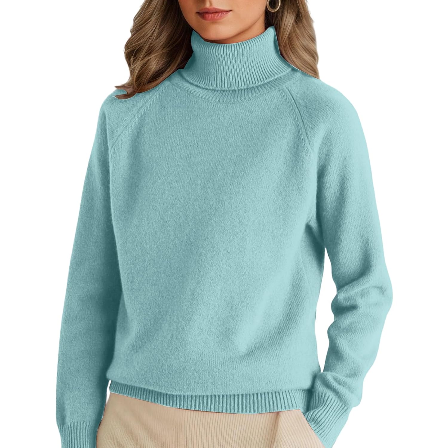 Womens Cable Knit Turtleneck Sweaters Fall Winter Long Sleeve Chunky Knitted Trendy Pullover Tops