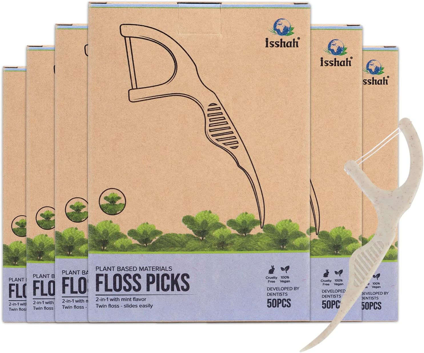 Buy Natural Dental Floss Picks 300 Count Plant Based, Vegan, Eco