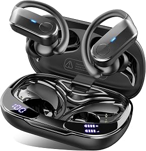 Cuffie Bluetooth 5.4 Sport, Auricolari Bluetooth 70 Ore HiFi Stereo,Cuffie Wireless Impermeabili IPX8,4 ENC Cancellazione Rumore Mic,Con Display a LED, Headphones Per Corsa e Sport Estremi, USB-C