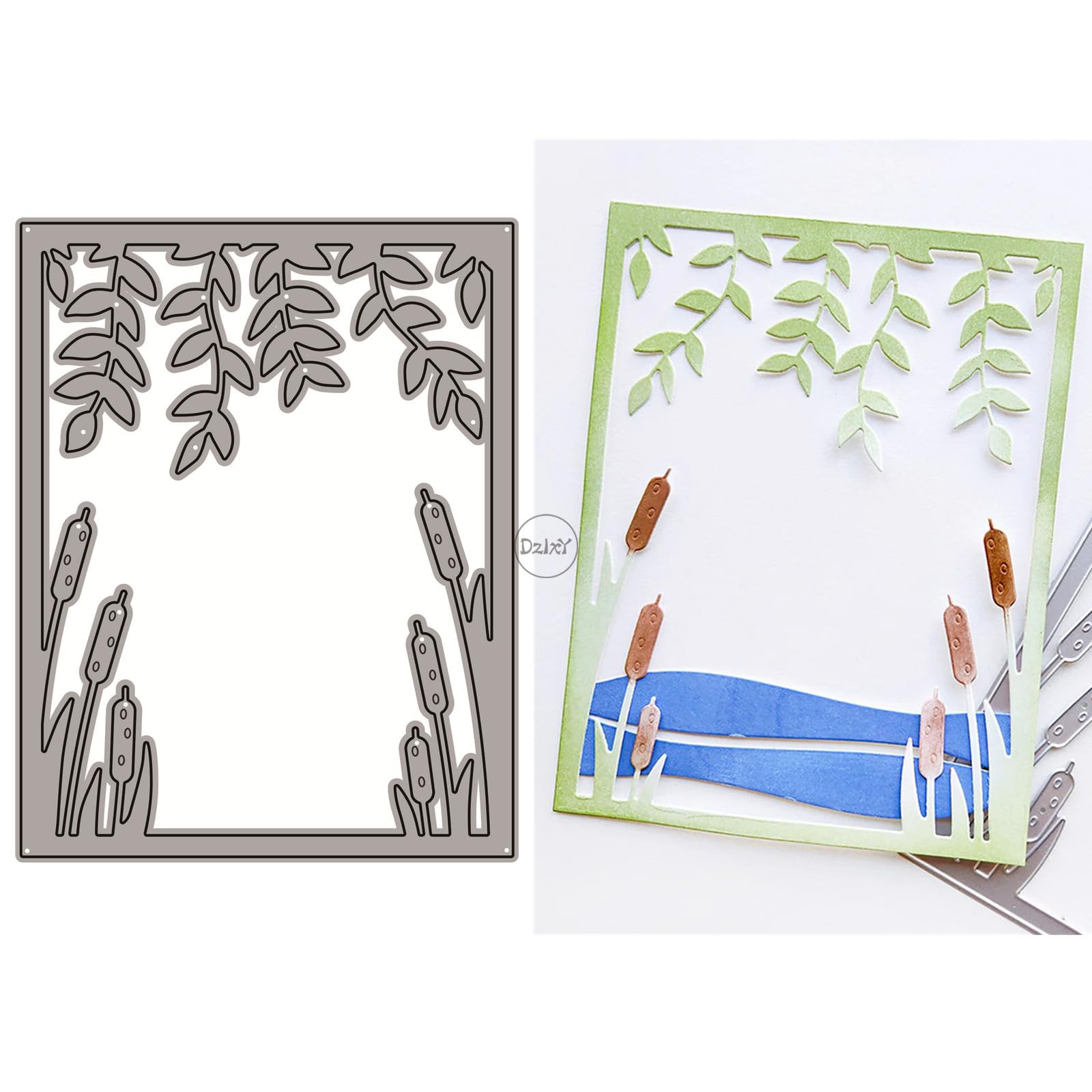 DzIxY Leaves and Reed Leaves Rectangular Border Metal Cutting Dies for Card Making Kit Embossing Paper Die Cuts Set Scrapbook Stencils Supplies Machine Templates