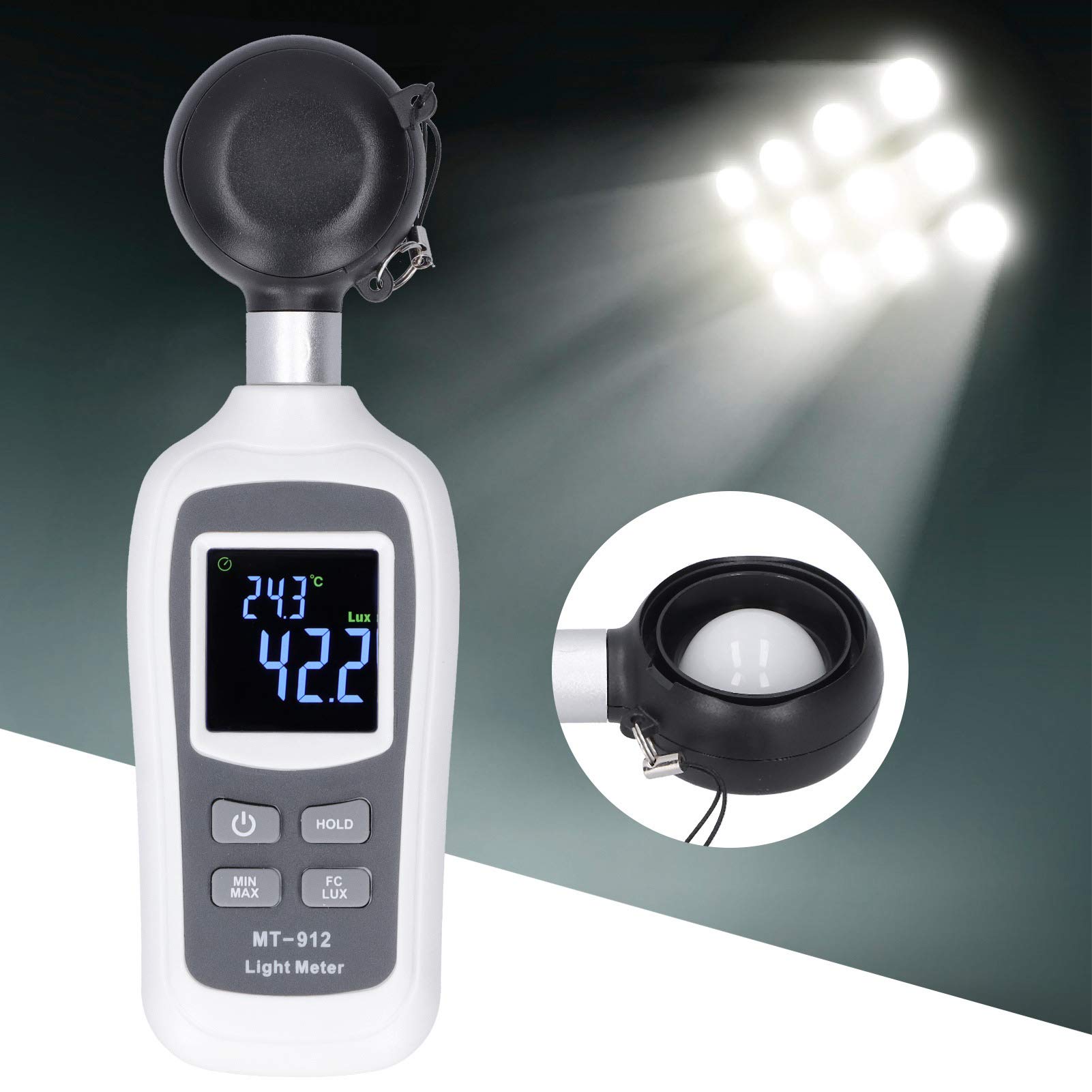 Misuratore di luminosità digitale portatile MT ‑ 912 Misuratore di illuminamento LCD Mini luxmetro Luminometro Fotometro 0~200 K Lx