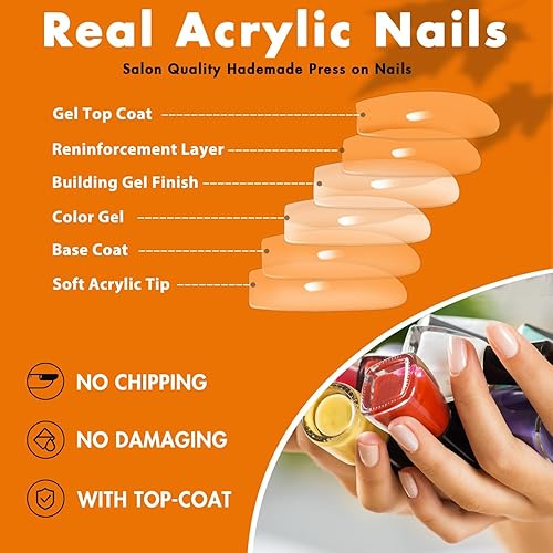 Miniatura 5 de KQueenst - Uñas postizas largas a presión para Halloween, color rosa mate, francesas, con brillantina, tela de araña de sangre y calavera, cobertura