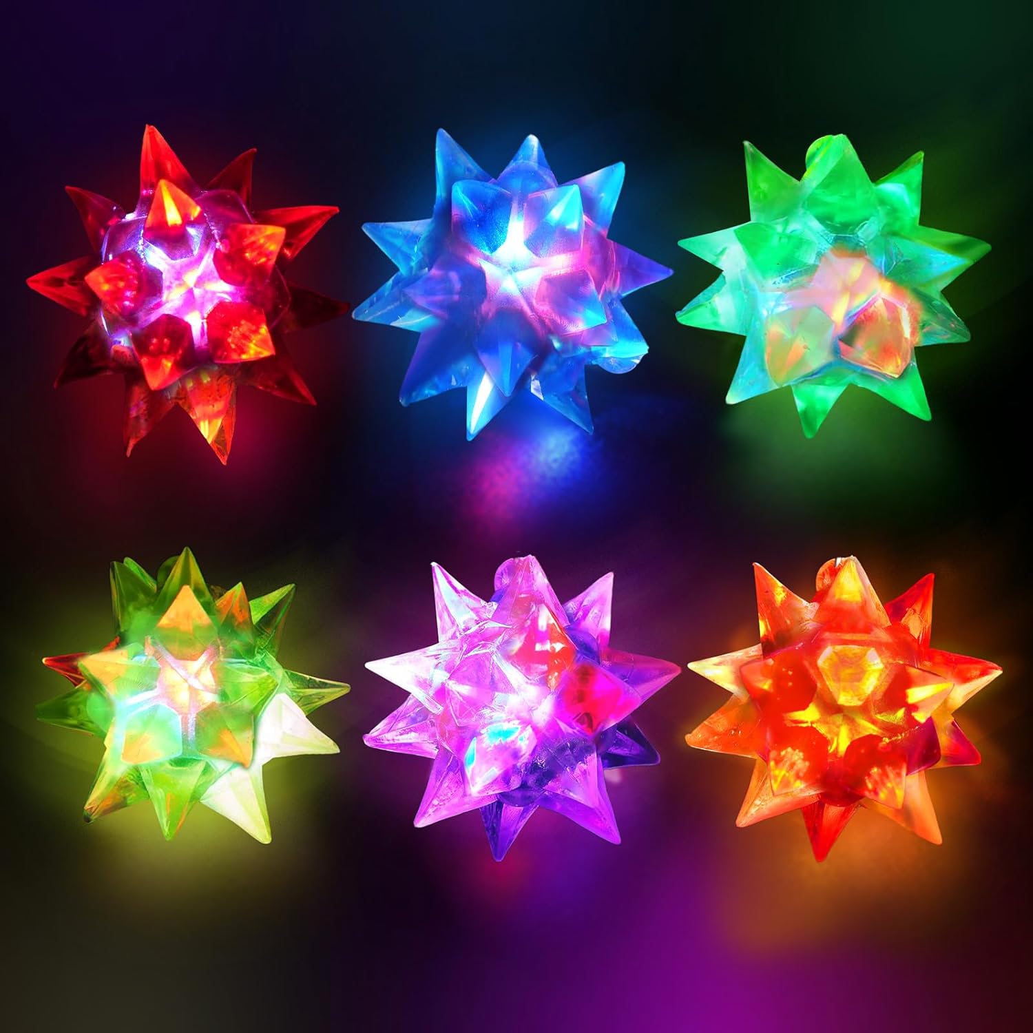 48PCS Flashing Crystal Star Necklaces, Glow Necklaces Bulk Light up Party Favors, LED Glow in The Dark Party Favors for Kids Adults Birthday Glow Party Rave Halloween Goodie Bags Filler