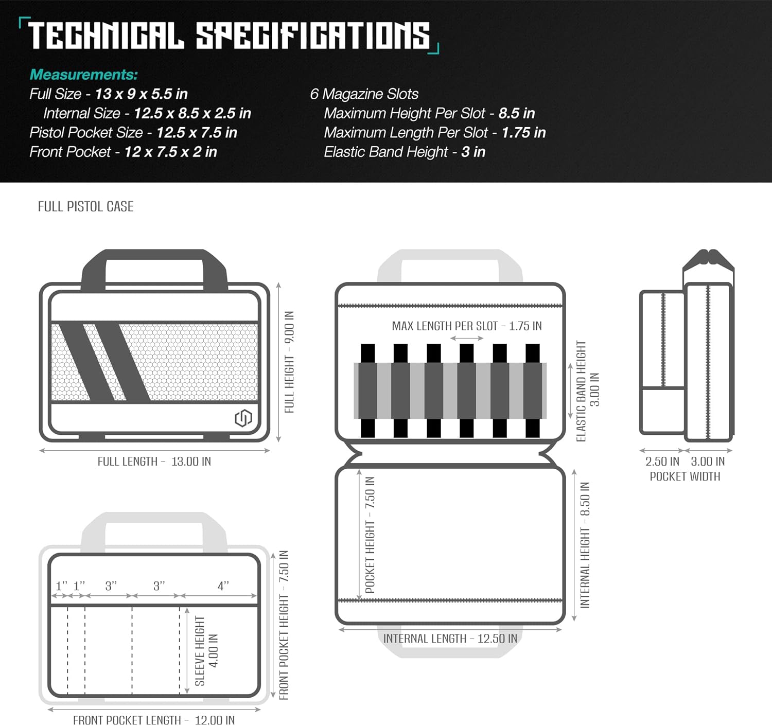 Savior Equipment Specialist Series Tactical Double Scoped Handgun Firearm Case Pistol Bag For Outdoor Hunting Shooting Range, Lockable Compartment (Savior Teal, 13" x 9" Double Pistol Case)
