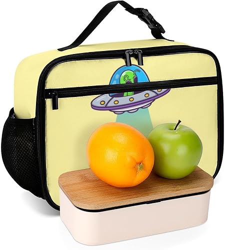 Miniatura 6 de Linda nave espacial alienígena reutilizable, bolsa de almuerzo aislada, bolsa enfriadora, lonchera para comida y alimentos, bolsa de mano para