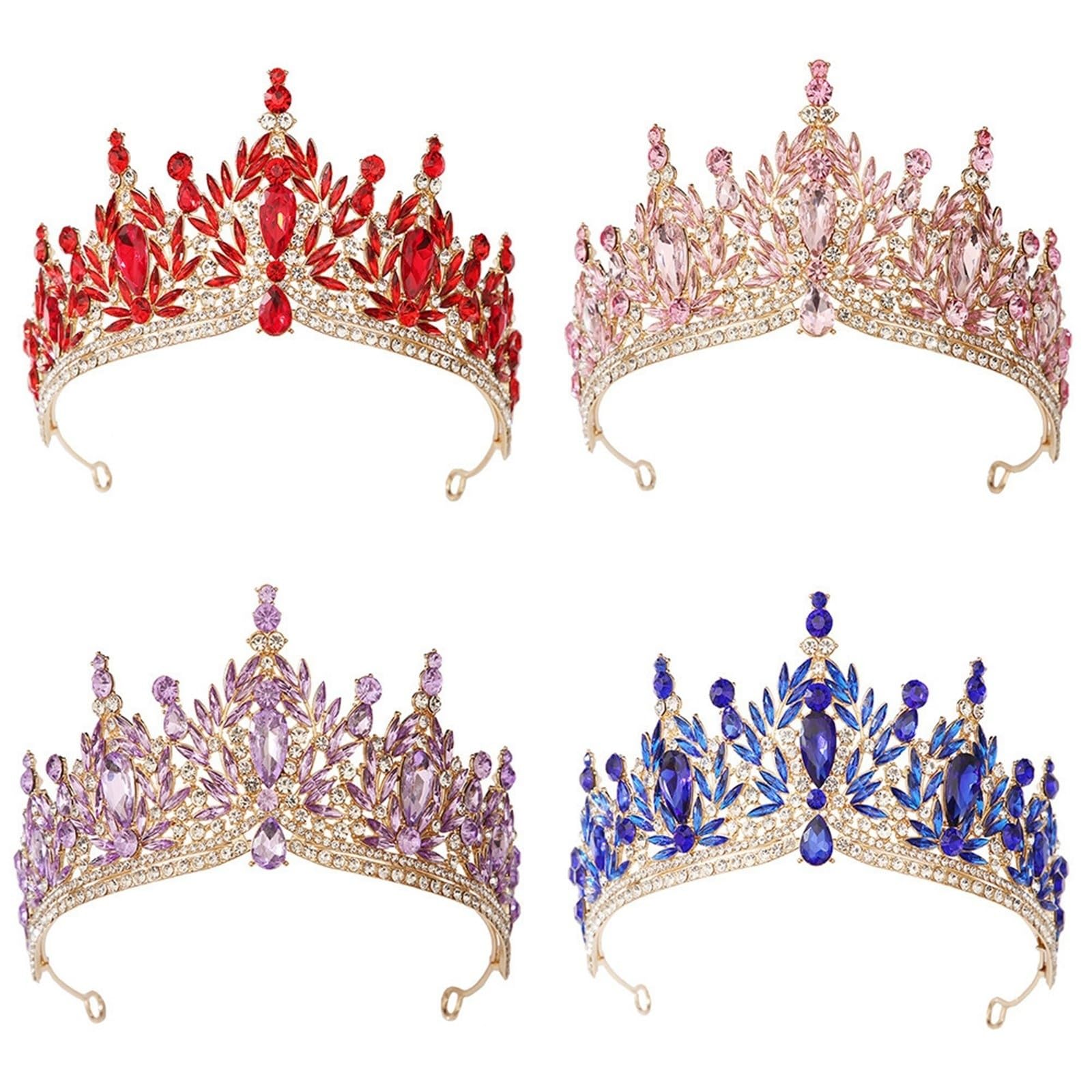 Tiara con corona nuziale in foglia di cristallo, copricapo da sposa per accessorio per capelli da cerimonia per donna