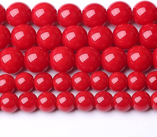 32 cuentas sueltas redondas de cristal rojo de 0.472 in para hacer joyas de 15 pulgadas DIY pulsera collar