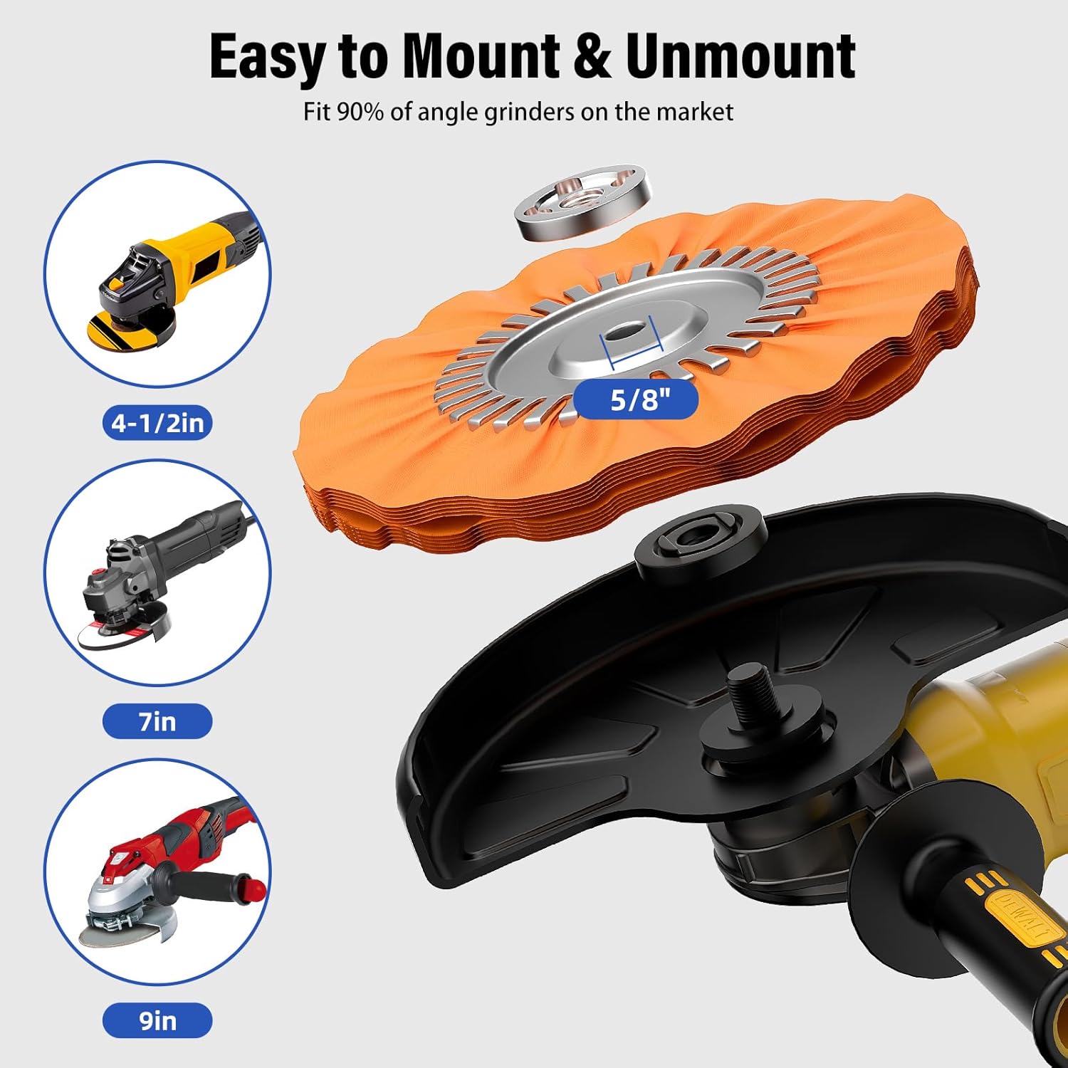 BURMONG 8" Airway Buffing Wheels for 4.5" Angle Grinder, 9PCS Buffer Polisher Wheel for Car, Aluminum Metal Polishing Wheel Pad and Compound Kit for Mirror Finish (5/8" Arbor Hole)