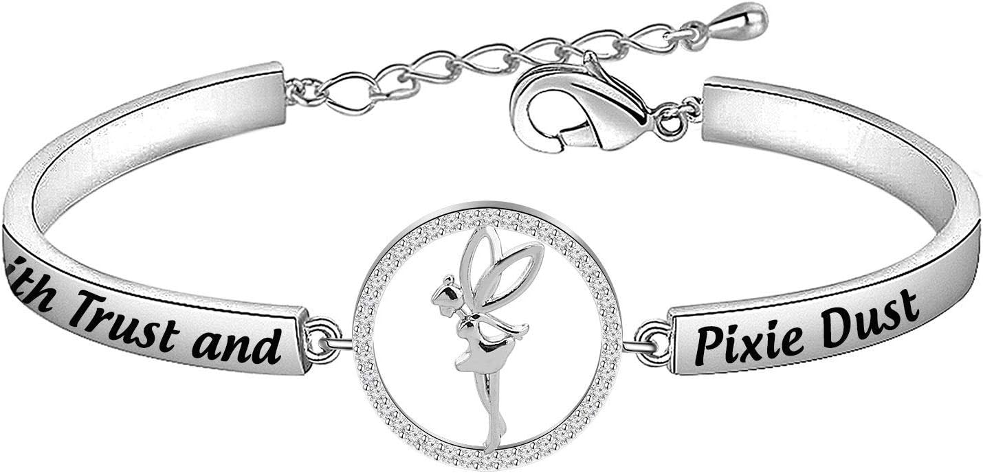 BNQLFaith Trust and Pixie Dust Bracelet Fairy Tale Jewelry Birthday Gifts for Her