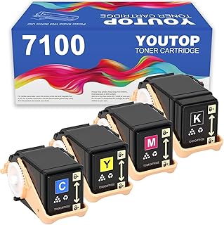YOUTOP Remanufactured 4PK Phaser 7100 Toner Cartridges (106R02605 106R02602 106R02603 106R02604) Replacement for Xerox Phaser 7100 7100N 7100DN Printers.