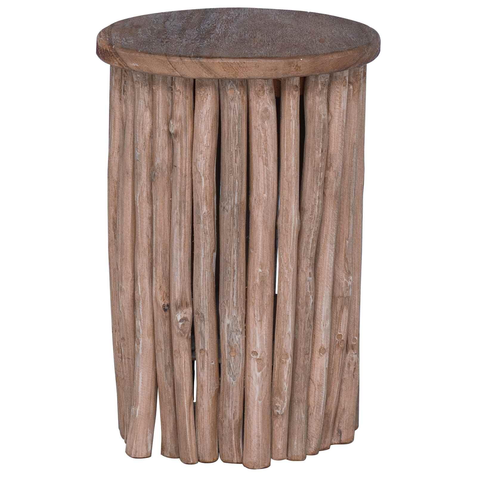 Taburete de madera natural, 30 x 30 x 45 cm, de teca maciza, resistente a la intemperie y duradero, ideal para interior y exterior, ahorra espacio, apilable, asiento versátil para cocina
