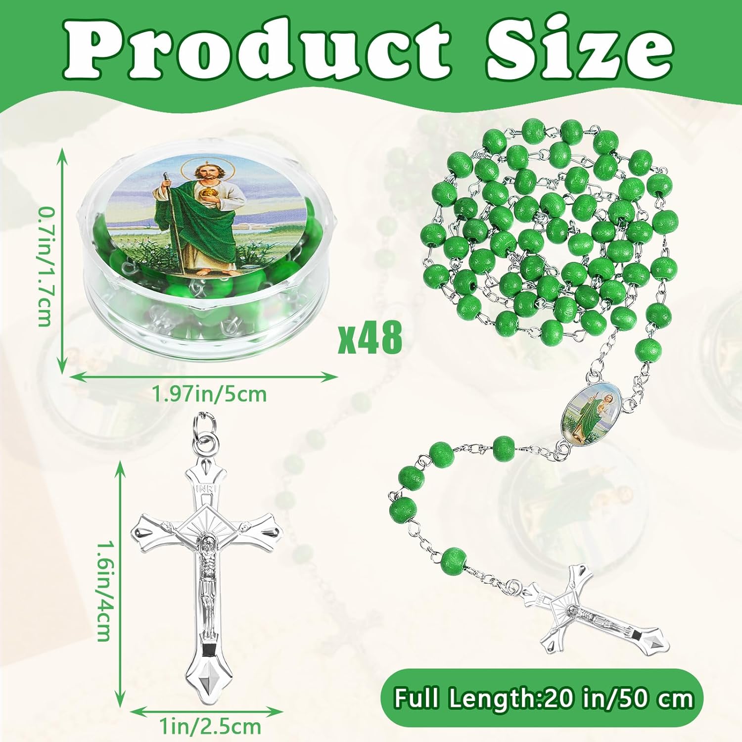 Bucherry 48 Pcs Virgen De Guadalupe Scented Rosary Necklace Our Lady of Grace Party Favor Catholic Gift with Box Saint Jude Beads Necklace for First Communion Party