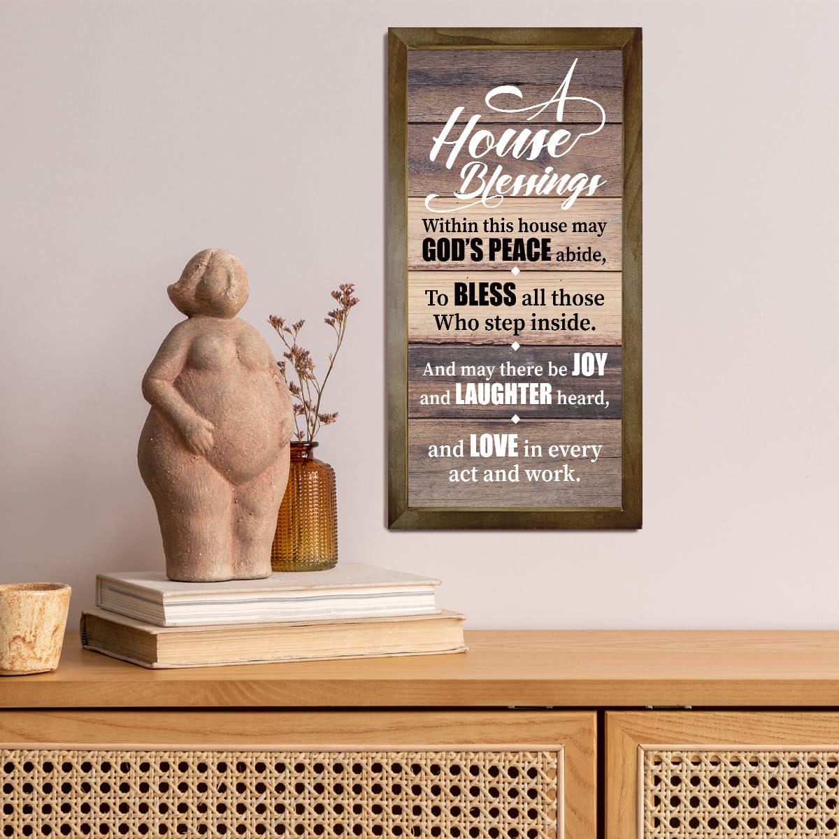 Holzschild 'Bless This Home' – Christliche Wanddekoration Mit 3D-Schriftzug, Ø 30 Cm