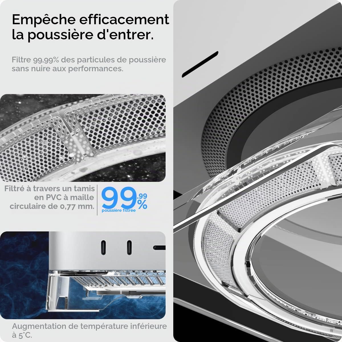 Spigen LD202 Support Filtrant pour Mac Studio M5–M1 Max/Ultra (2026–2022)