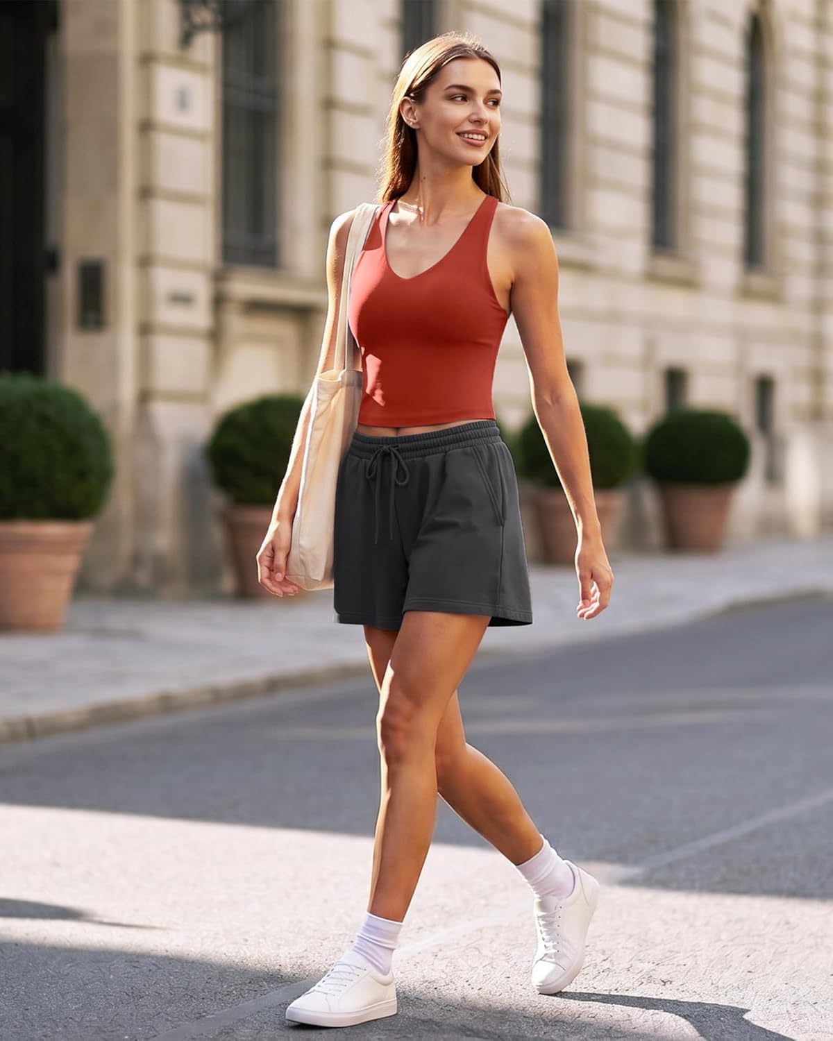 G4Free BareFeel Workout Racerback Tank Tops Removable Padded Built in Bra Yoga Tanks Athletic Gym Tennis Top