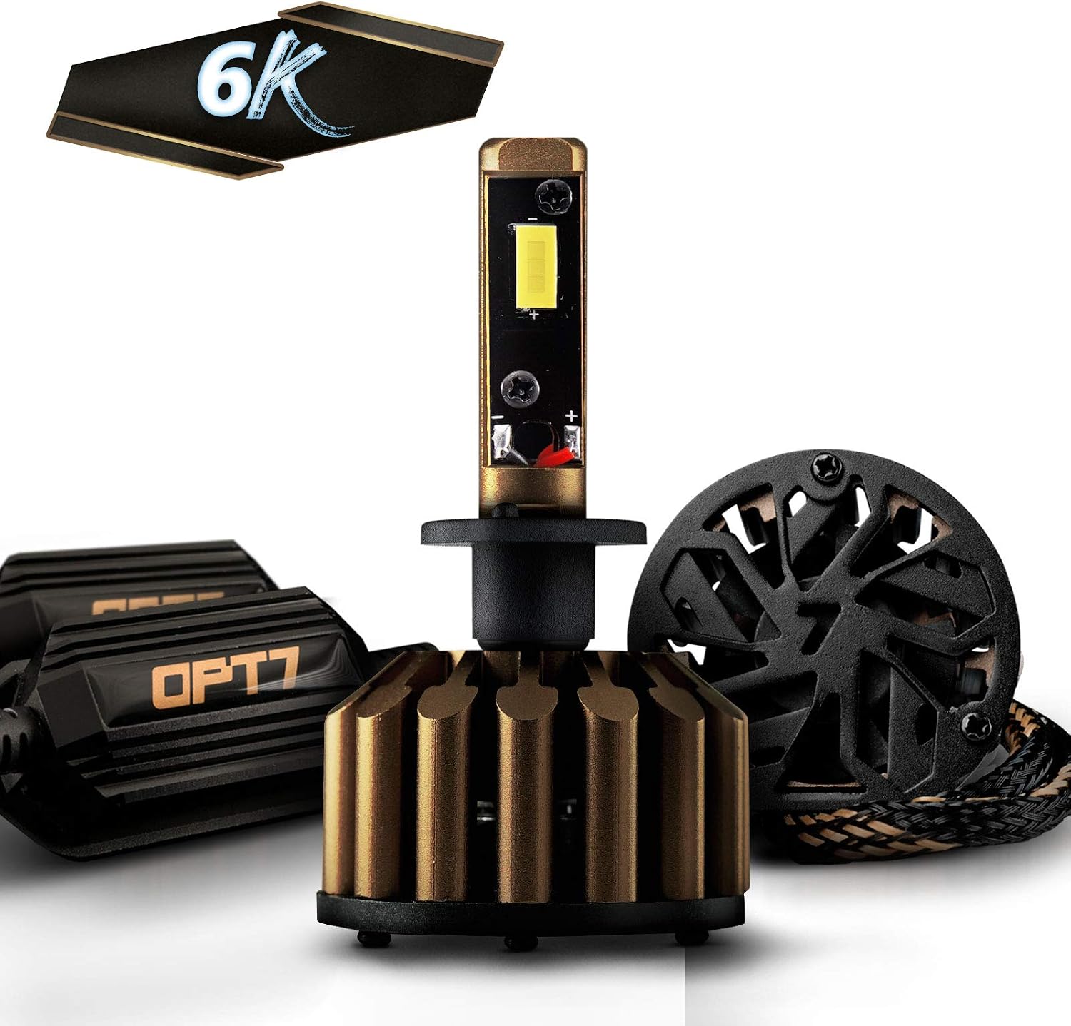 OPT7 FluxBeam X V2 H1 LED Headlight Bulbs - 13,000Lm 6,000K Daytime White - All Bulb Sizes - 140w