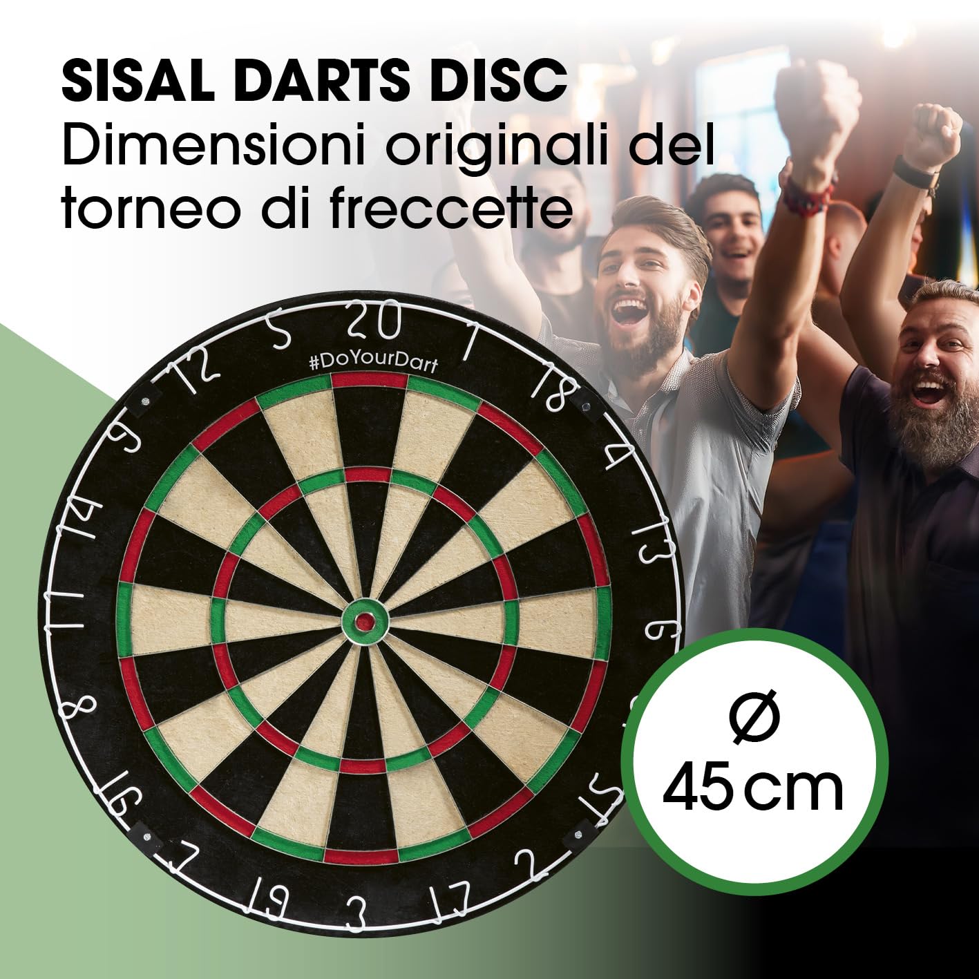 Bersaglio per freccette | Set completo con 6 freccette e illuminazione opzionale | Freccette in acciaio incl. alette | Bersaglio in sisal con anello protettivo | Dartboard standard