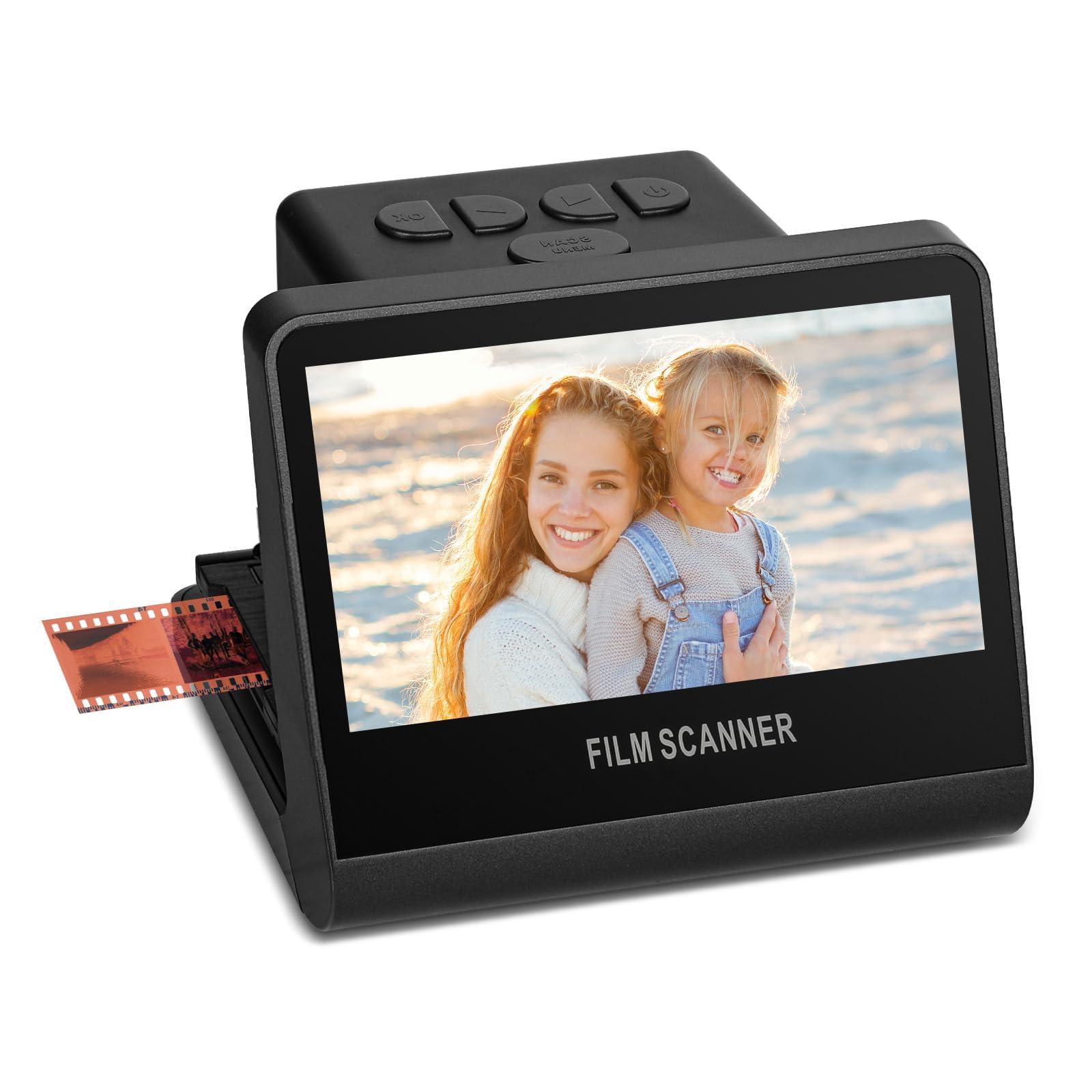 Scanner de film et de diapositives de 22 MP avec écran LCD de 5 pouces, scanner de film numérique tout-en-un, mémoire de 16 Go intégrée, convertit les diapositives négatives en noir et W/135/110/126