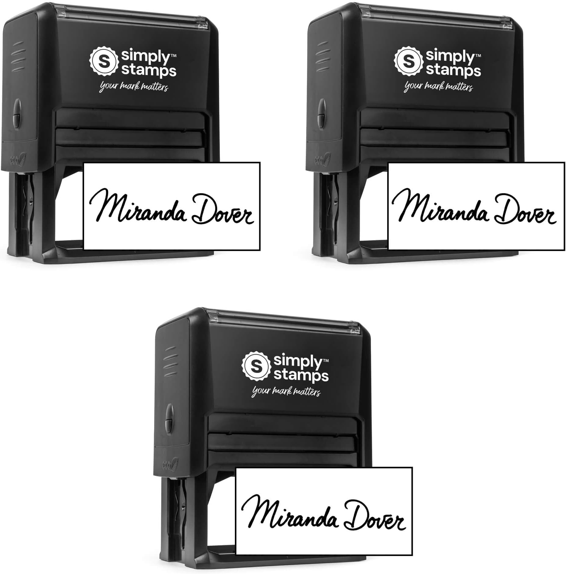 Custom Signature Stamp - Personalized Insignia - Self-Inking - Your Choice of 7 Ink Colors! (3, Xtra Wide)