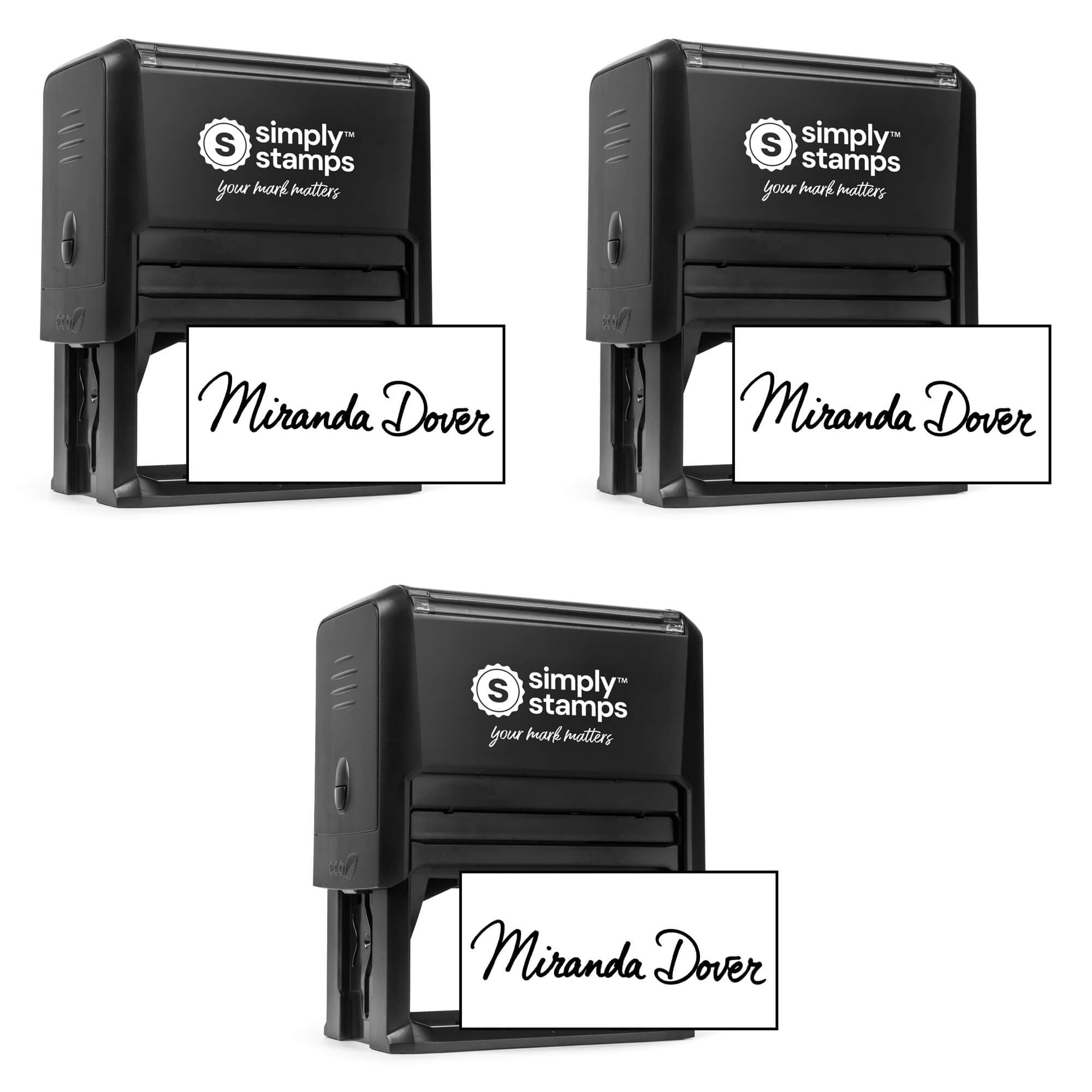 Custom Signature Stamp - Personalized Insignia - Self-Inking - Your Choice of 7 Ink Colors! (3, Xtra Wide)