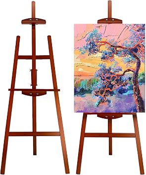 Adjustable Wooden Painting Easel, Pine Art Easel Stand Hold up to 43, Painting Canvas for Wedding Sign and Poster, Drawing for Adults, Begginners and Students, Walnut