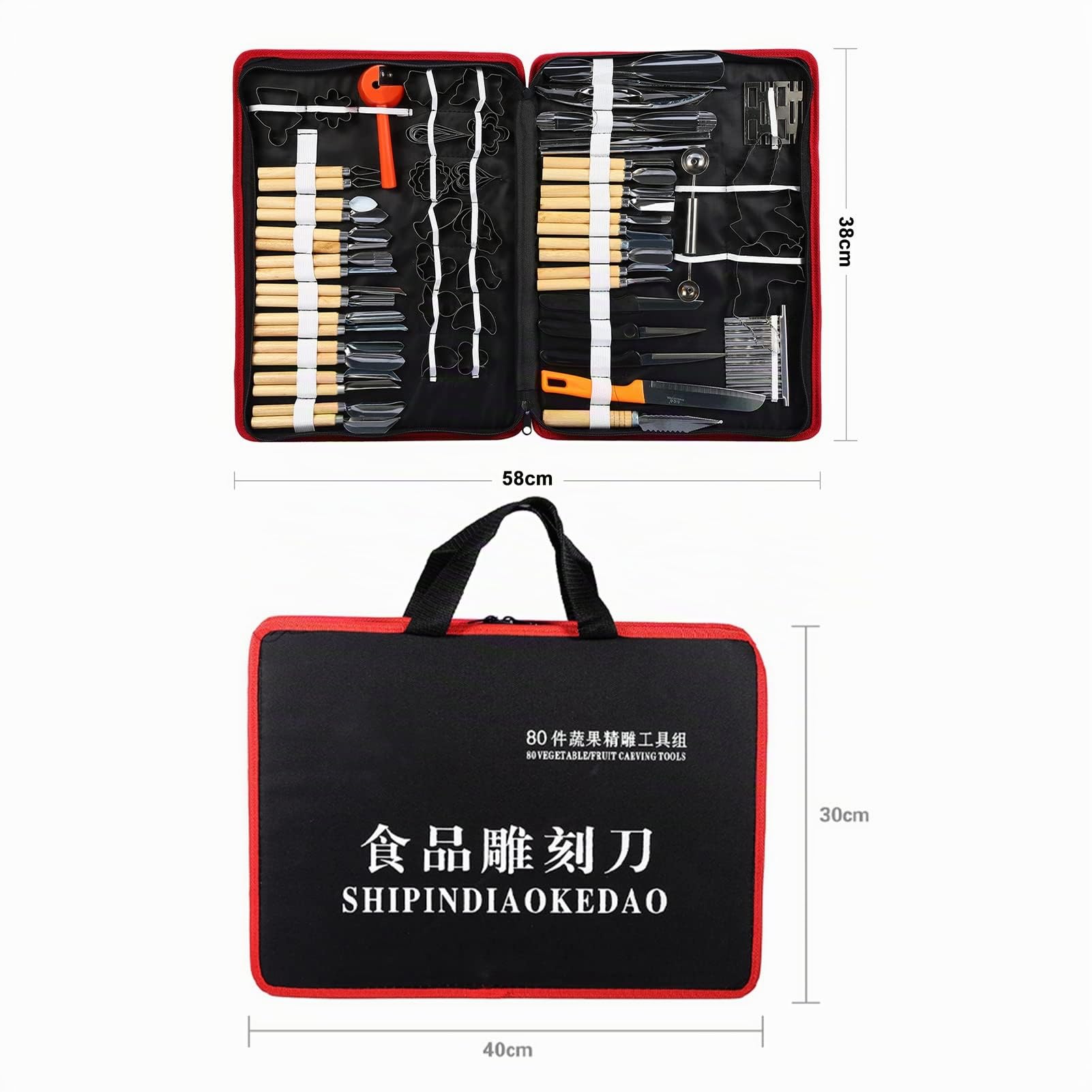 mumisuto Outil de Sculpture de Cuisine, 80 Pièces de Couteaux de Sculpture portable, Ensemble D'Outils D'éPluchage de Sculpture Culinaire Kit de Sculpture et Découpe pour Fruits et Légumes,