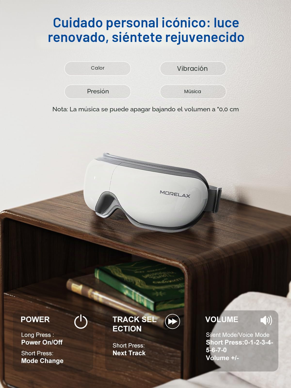Masajeador de ojos con calor y música Bluetooth, regalos de cumpleaños para mujeres, reduce la tensión ocular, alivio del dolor de cabeza y mejora el sueño, dispositivo de cuidado de los ojos para la