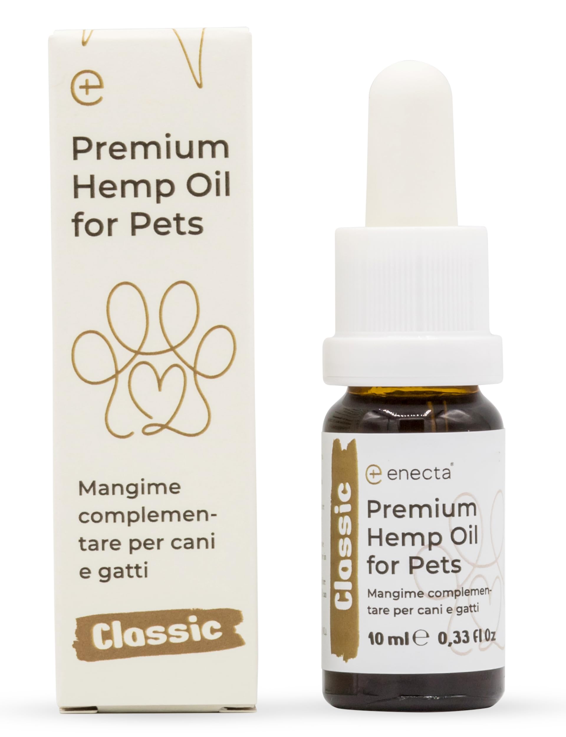 Enecta Pet Oil - Aceite de semillas de cáñamo para perros y gatos - Puro prensado en frío - Omega 3 y 6 - Bienestar diario - Fórmula nutracéutica - Bote de 10 ml