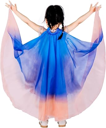 Angel Wings for Dance, Chiffon Fairy Wings with Finger Loops, Chiffon Cape, Fairy Cloak, Dance Costume Props for Kids