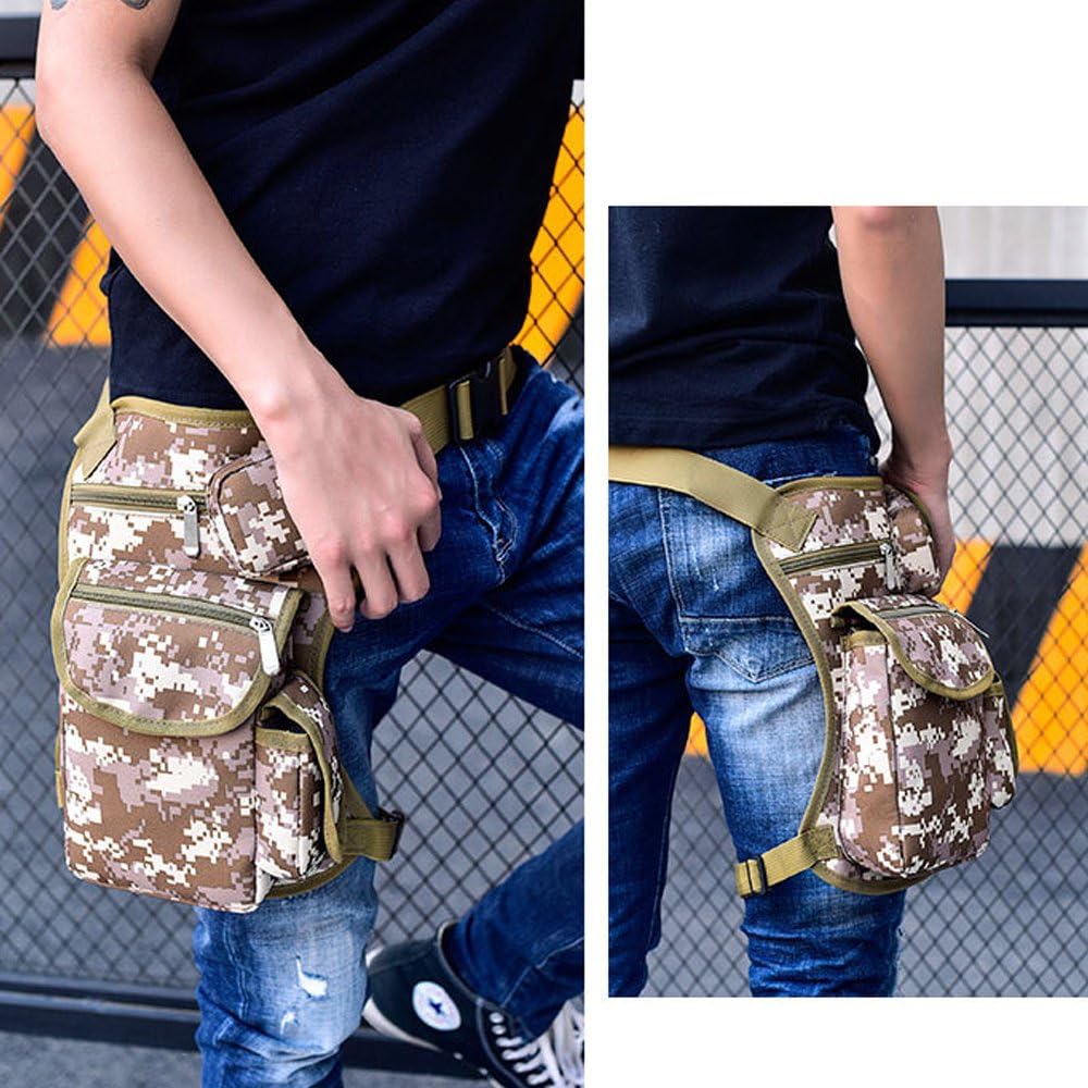 Small Multi-Purpose Drop Waist Leg Bag Canvas Utility Tactical Hip Molle Pack Sport Camping Hiking Motorcycle Racing Thigh Pouch Camouflage image 3