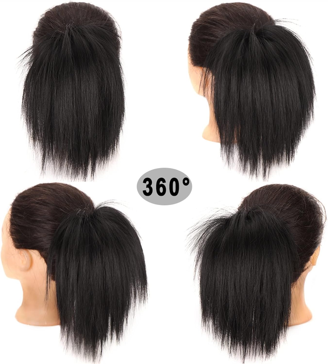 乱れたお団子ヘア 合成高弾性ゴムバンド厄介なおだんごヘアストレートドーナツシュシュシニョン女性のためのアップヘアーピース 本物の人間