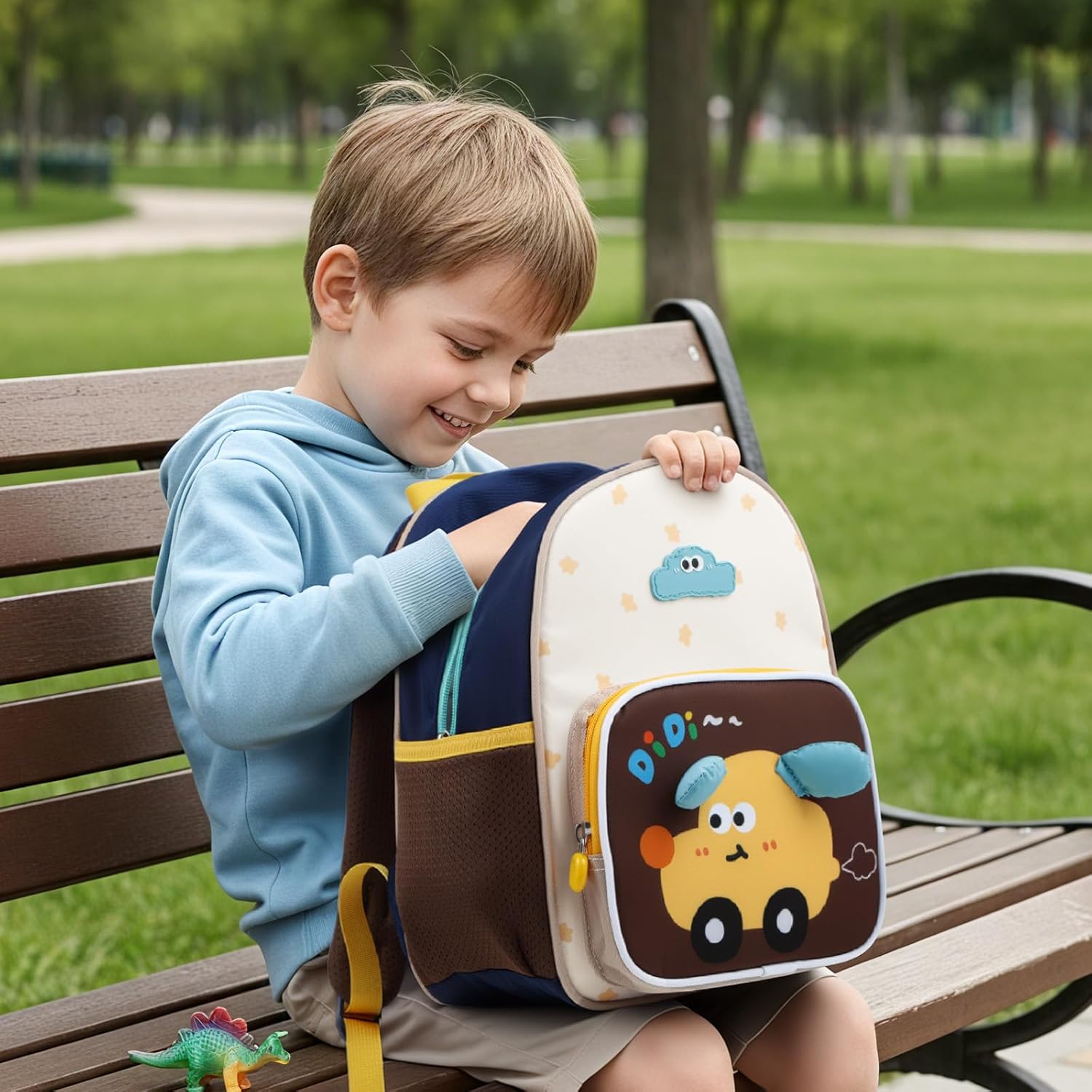 GAGAKU Toddler Backpack for 3 4 5 6+ Boys Splash-Proof Kids Backpack Adjustable Kindergarten & School Backpack | Lightweight 11.2L with Chest Strap and Reflectors - Car - Image 7