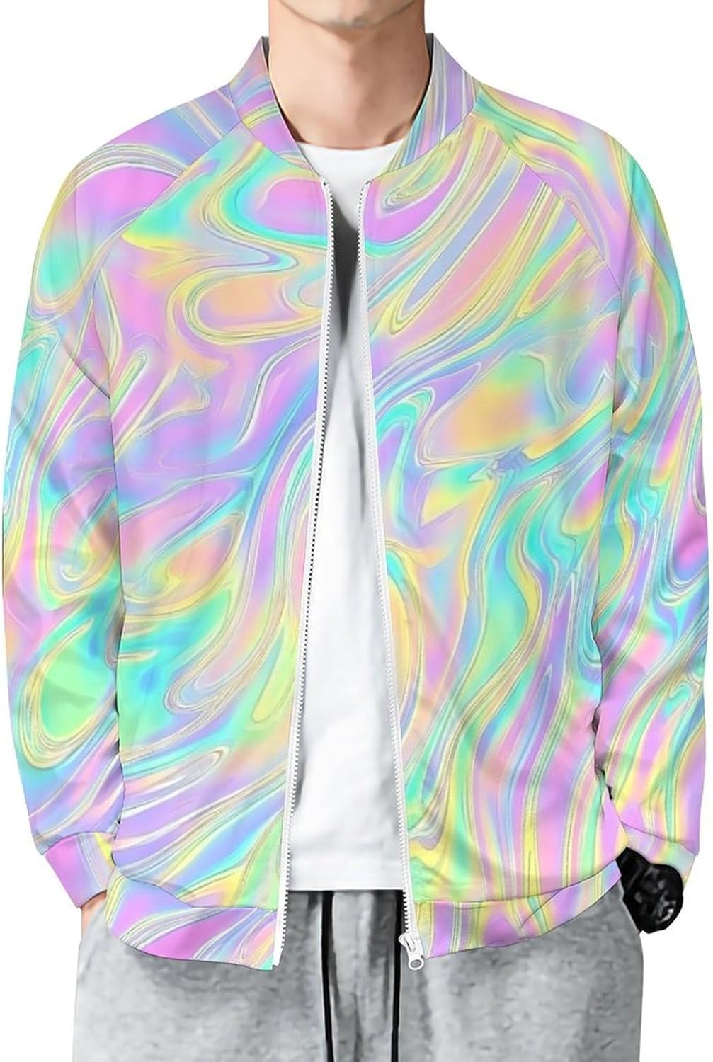 Trippy Men's Zip Up Sweatshirt Casual Sweater Jackets Long Sleeve Tops Lightweight Coat