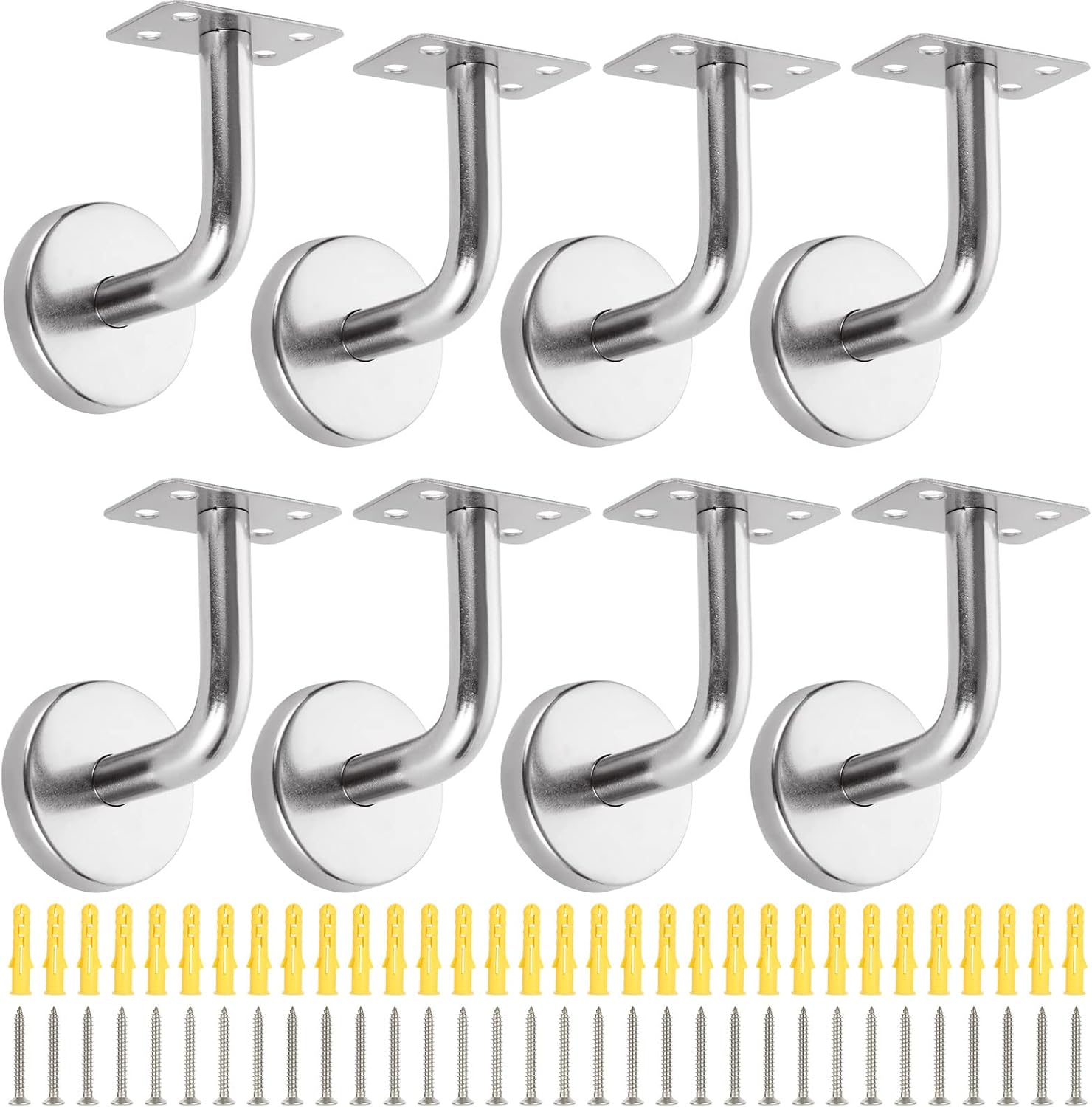 LOLYSIC 8Pcs Handrail Brackets, Heavy Duty Banister Rail Brackets, Flat
