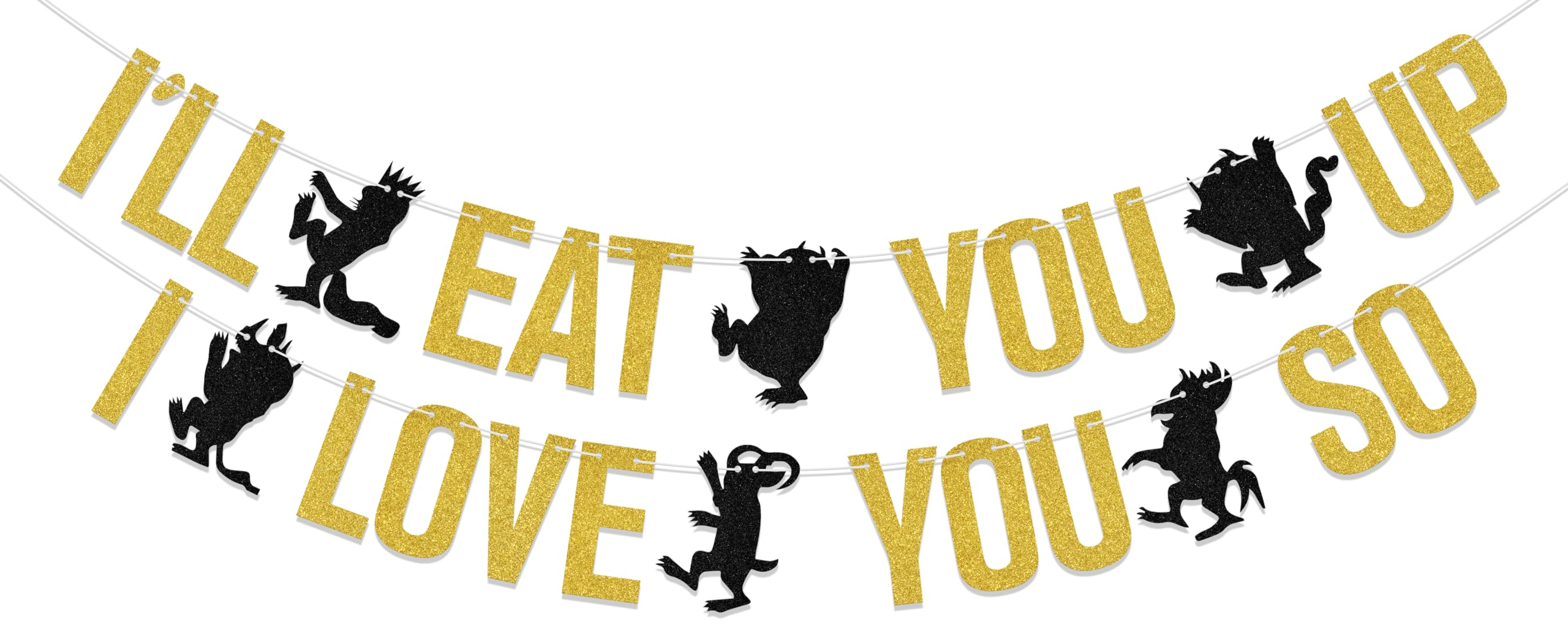 I'll Eat You Up I Love You So Banner Wild Birthday Party Decorations Baby Boy Wild One Party Decoration Boy 1st Birthday Party Supplies Black