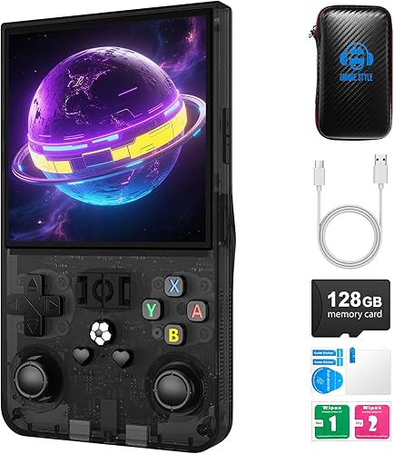 R36MAX - Consola de juegos portátil retro, sistema de código abierto de 128 GB, compatible con consola de emuladores de 30+, pantalla IPS de 4.0