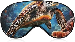 Sleep Mask for Side Sleeper Zero Pressure Soft Eye Mask Adjustable Sea Turtles Diamond Painting Eye Cover for Travel Flight Work