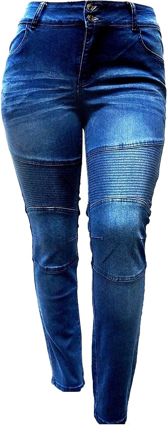 Jack david Women's Plus Size Moto Biker Stretch Skinny Denim Jeans Pants Y1648