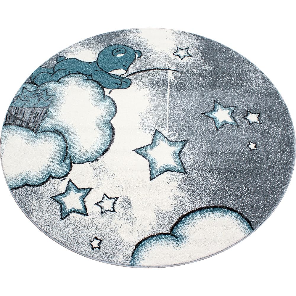Teppium Tapis pour Enfants avec Motif Ours, Doux et Confortable, pour Chambre de bébé, Salle de Jeux, Chambre d'enfant, à Poils Courts, Moelleux Taille: 160 x 230 cm, Couleur: Bleu-5