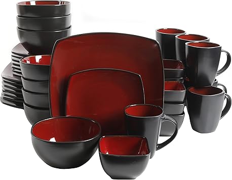 Gibson Elite Soho Lounge Square Reactive Glaze Stoneware Dinnerware Set