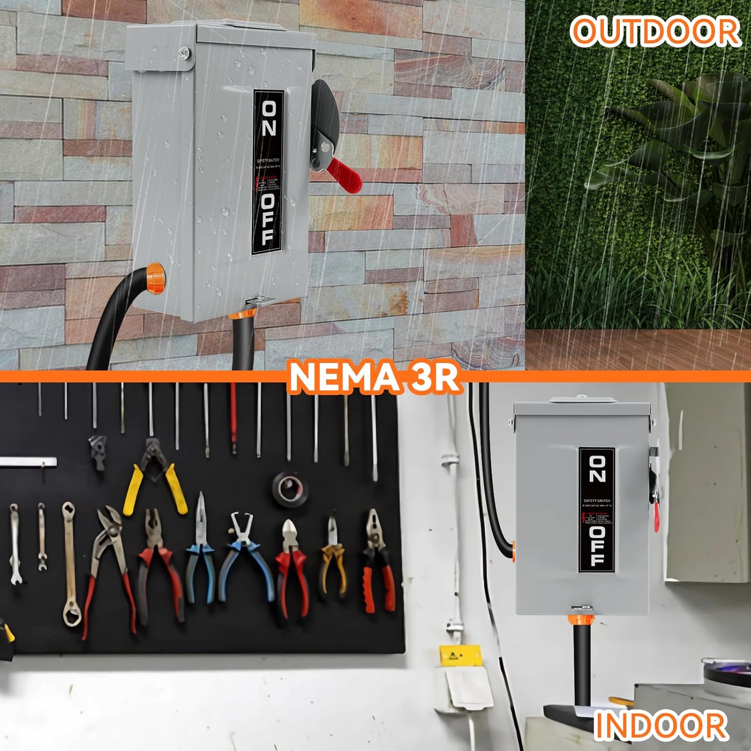 2026 Upgrade 30 Amp Disconnect Switch,2 Pole Safety Switch,Non-Fusible,NEMA 3R Standards,Galvanized Steel,Anti Corrosion and Rust Prevention,10-Year Warrnaty,Indoor&Outdoor