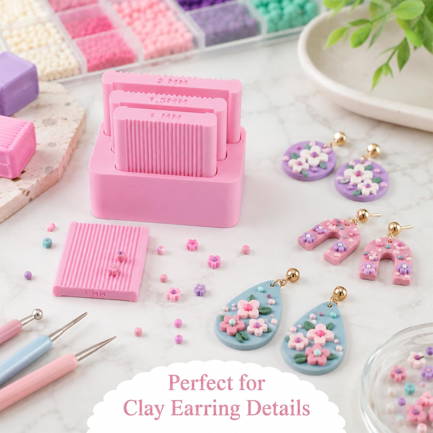 Mini Polymer Clay Bead Maker（1&1.5&2mm）, Clay Beads Roller Bead Shaping Tool Clay Molds for Jewelry Making DIY Bracelet Necklace Craft