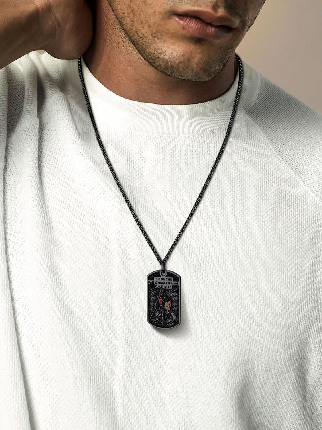 FaithHeart Knights Templar Necklace for Men, Christian Necklace for Men Stainless Steel Pendant Neckalces Christian Gifts with Gift Box - Image 8