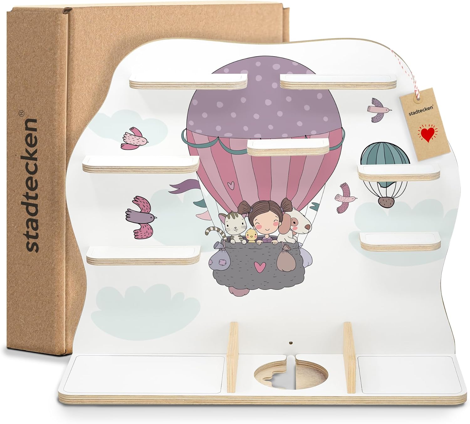 stadtecken Wooden Shelf for Music Box I Suitable for The Toniebox and ca. 50 Tonies I Perfect Storage in The Children's Room I for Setting up or Hanging (Large, Up)