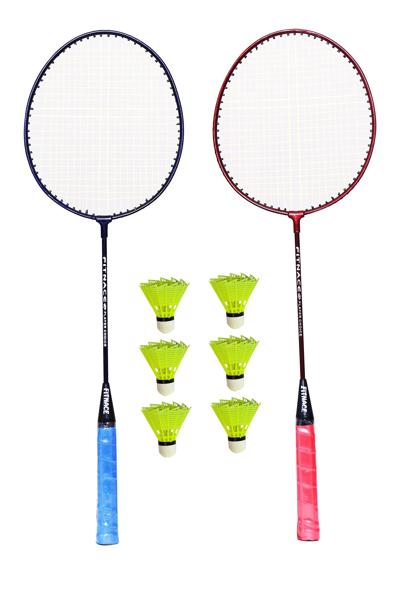 FITNACE Badminton Racket with Free 6 SHUTTLES, Set of 2 PC Aluminium Badminton Racquet (Red, Blue) (B094GDD5T2) Amazon Price History, Amazon Price Tracker